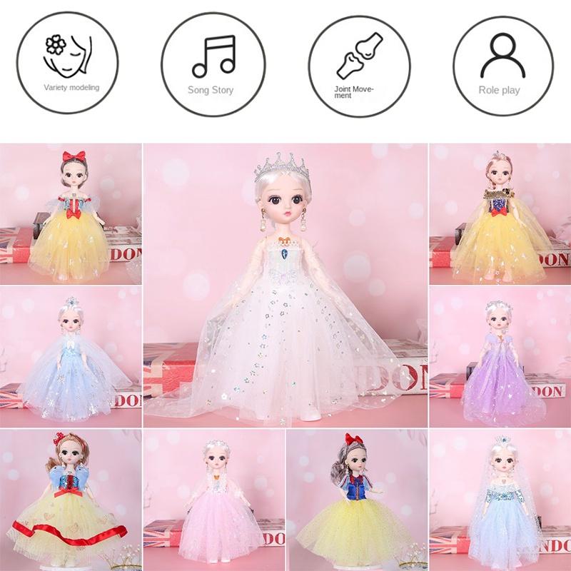 Fashionable 11.8in Elsa Snow White Princess Singing Doll For Girls With 31 Built-in Music Accessories