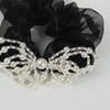 Sweet and Elegant French-Style Faux Pearl Bow Oversized Scrunchie Mesh Black Hair Tie for Girls and Women Hair Accessories