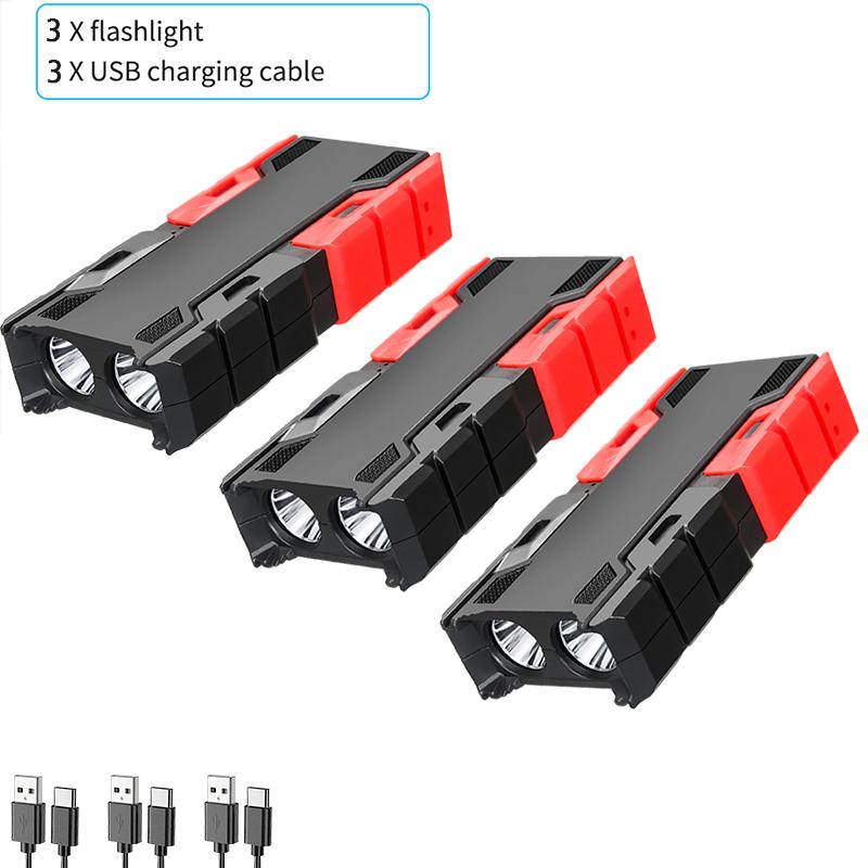 Mini Portable LED Flashlight Rechargeable Camping Hiking Fishing Light With Power Bank 3 Modes Lantern