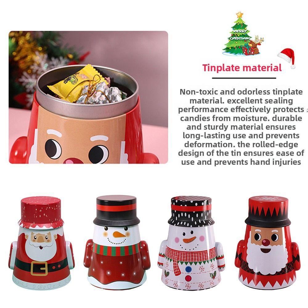 Practical Plastic Christmas Candy Jar Transparent Strong Snowman Ornament Storage Box Large Capacity Plastic Cookie Jars