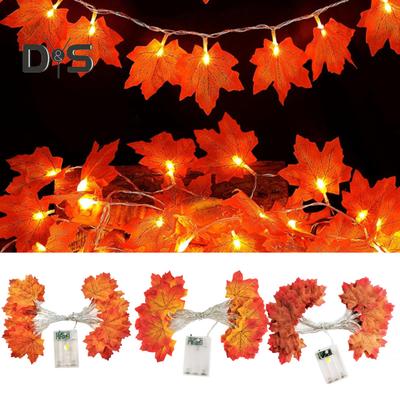 6 m lange Ahornblatt-Girlande, Feenlampe, 40 leuchtende LEDs, künstliche rote Blätter, Ranke, für drinnen und draußen, Halloween, Herbsternte, Festival, Thanksgiving-Dekoration