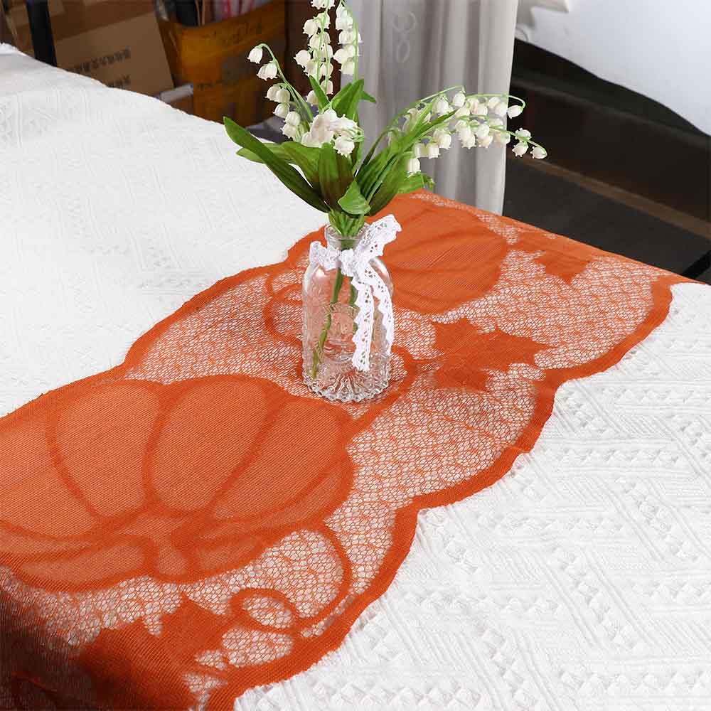 Lace Maple Leaves Pumpkin 72 X 13 Inch Halloween Decorations Table Runner Table Cloth Table Cover
