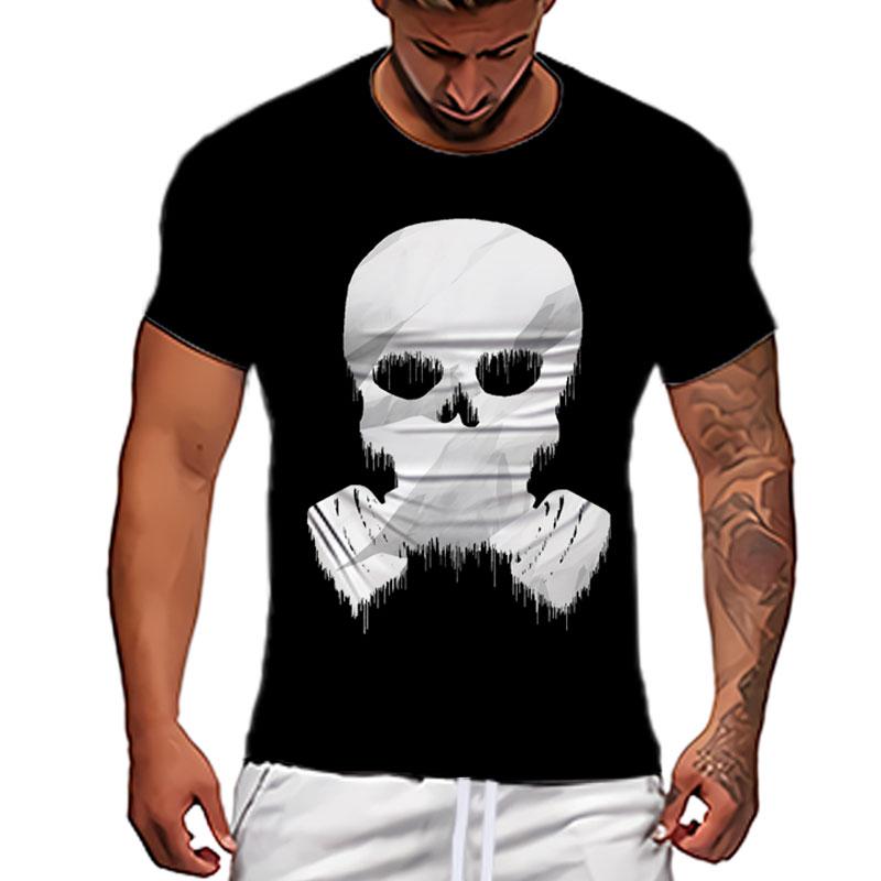 Men's Short Sleeved Gas Mask 3D Printed T-shirt Casual O-neck Polyester Soft Top Punk Motorcycle Trendsetter Clothing Multiple S