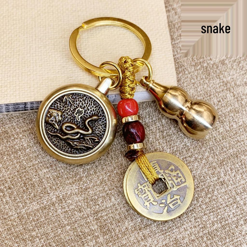 Zodiac Guardian Keychain: Brass Handle with Five Emperor Coins for Attracting Wealth and Fortune – Bestseller for Vendors