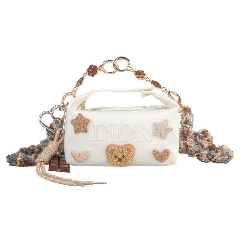 

DIOR [customized cosmetic bag] RISK Star Bear polyester fiber handbag crossbody bag cute white