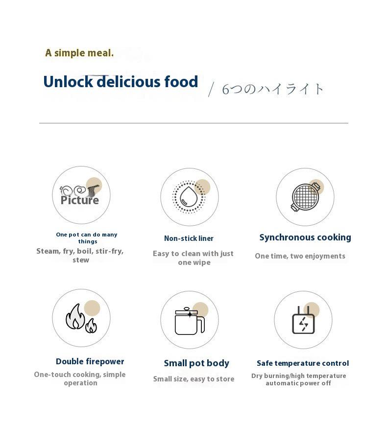 Marmite électrique multifonctionnelle antiadhésive européenne, britannique et américaine & Mini poêle à frire