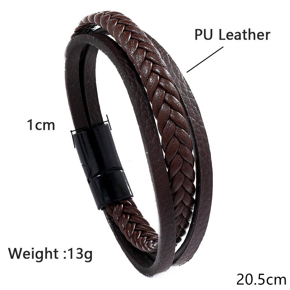 Stylish Men Leather Bracelet Detachable Magnetic Buckle Handmade Braided Wrap Braclet Outdoor Sports Cycling Accessories Joias