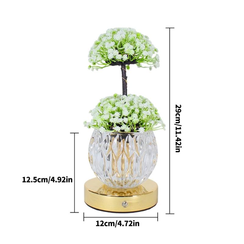 Decorative Flower Glass Bottle USB Night Light Decorative Lamp with Touch Control for Living Room Bedroom Dining Room