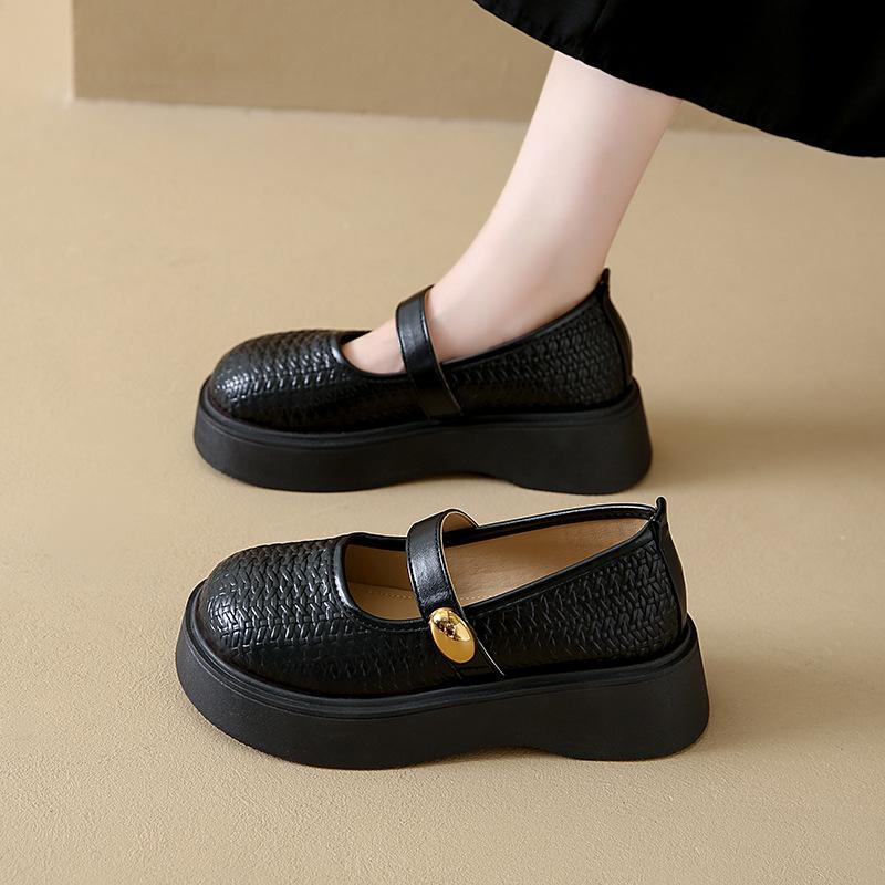 

Mary Jane women s shoes single shoes 2025 spring and summer new models with skirts French light mouth low heel thick heel soft sole small leather sho 40 чёрный