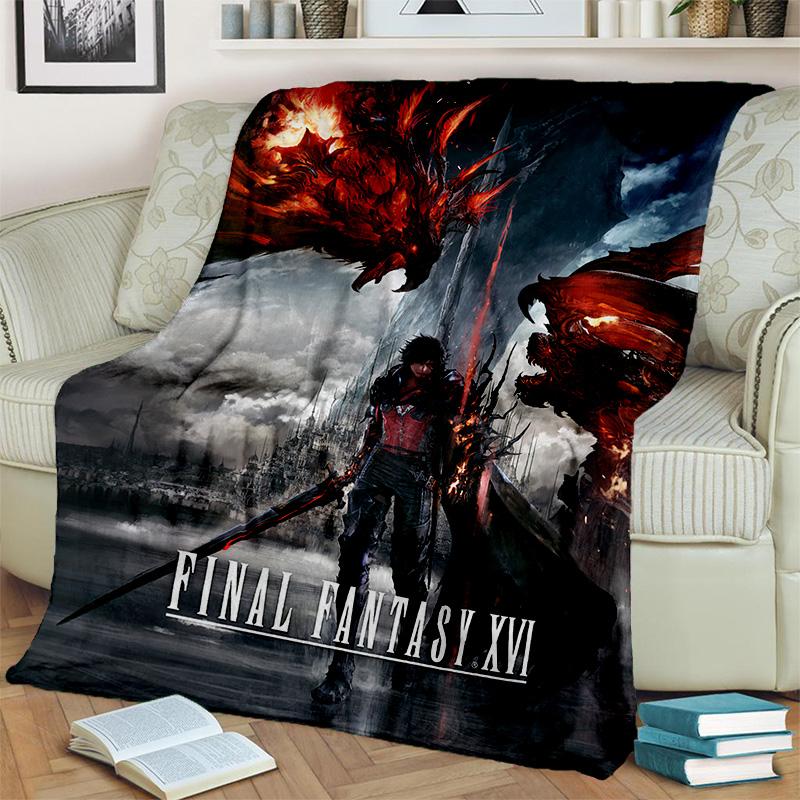 3D Final Fantasy Game Gamer FF14 HD Blanket,Soft Throw Blanket for Home Bedroom Bed Sofa Picnic Travel Office Cover Blanket Kids