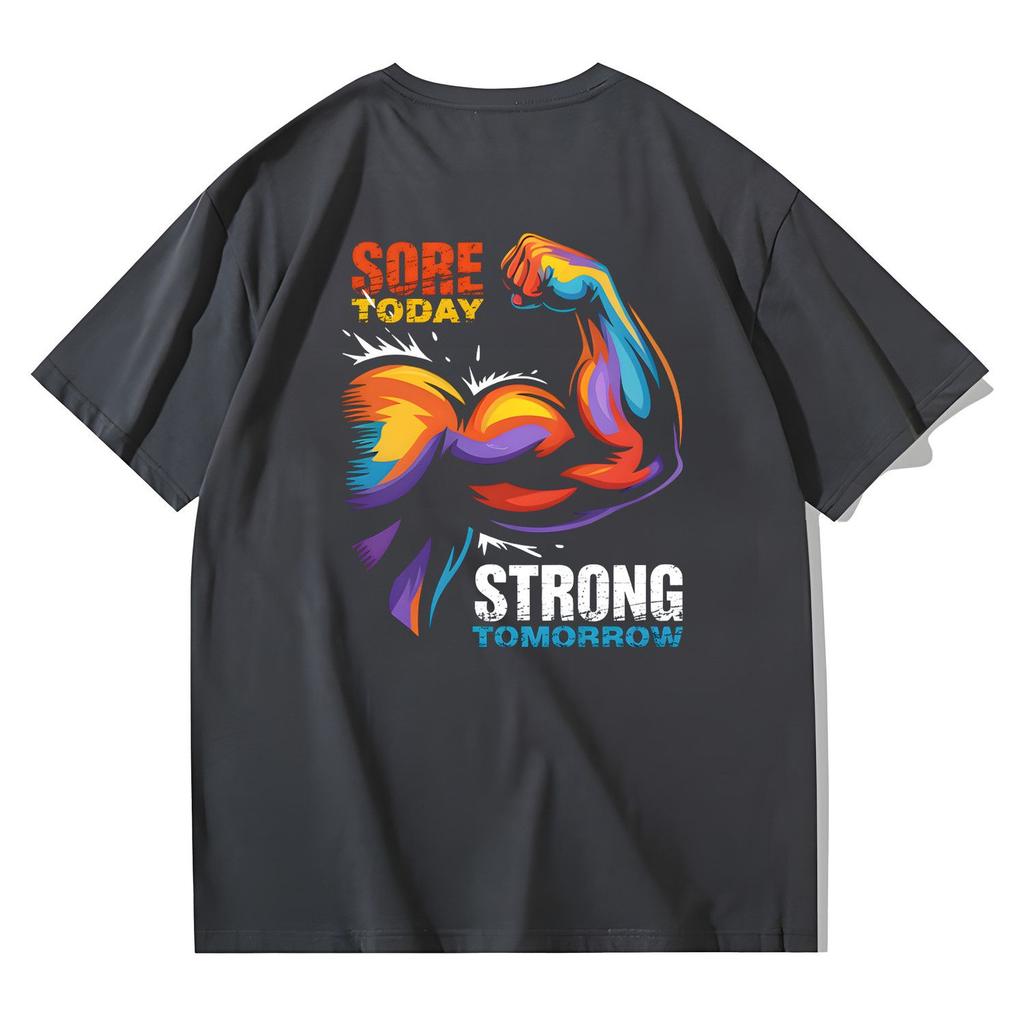 Gymnasium Fitness Short Sleeve T-Shirt Summer Trendy Basketball Sports Loose Cotton Crew Neck Top Summer Breathable Tees