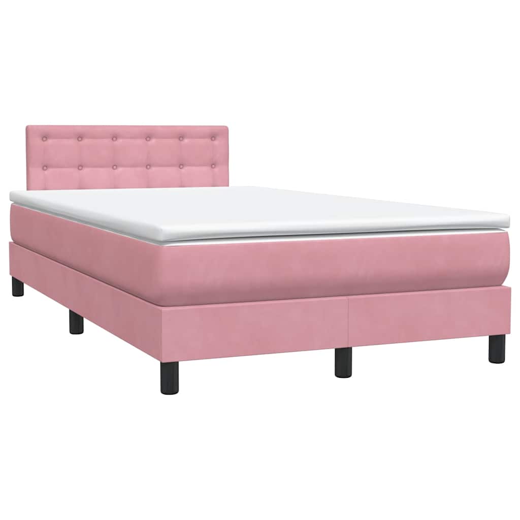 Box Spring Bed with Mattress Pink 120x220 cm Velvet