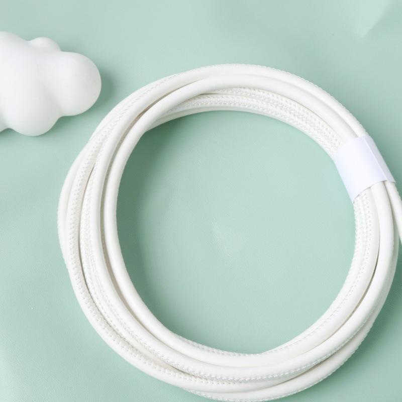 PU Leather Round Handle Strap with Lock Edge Stitching - DIY Traction Weaving Ornament E18