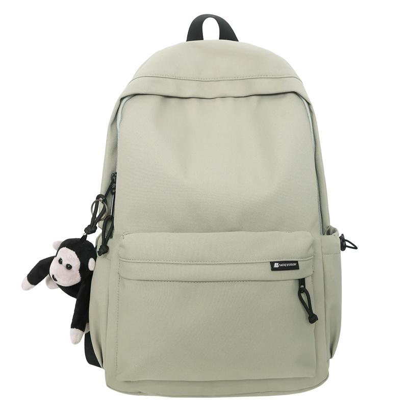 Men's Large Capacity Solid Color Backpack Women Travel Bag Junior High School Student Schoolbag