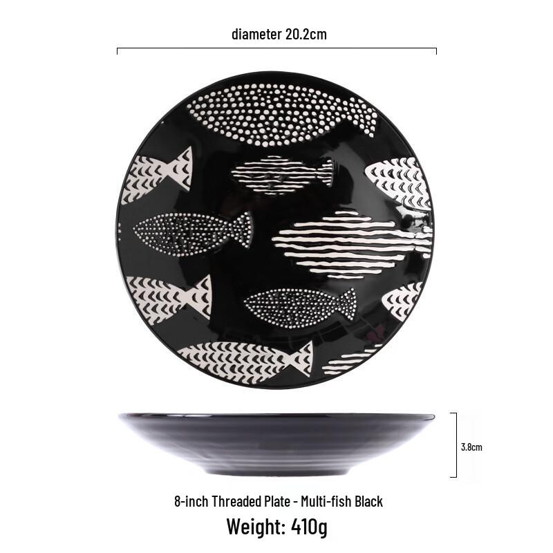 Dairuien Japanese Style Embossed Ceramic 8-Inch Dinner Plate