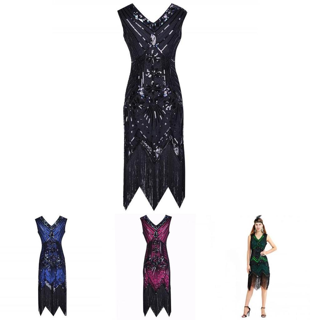 Elegant Gatsby Flapper Beaded Vintage Fringe Sequin Sleeveless Women Party Dresses For Timeless Style