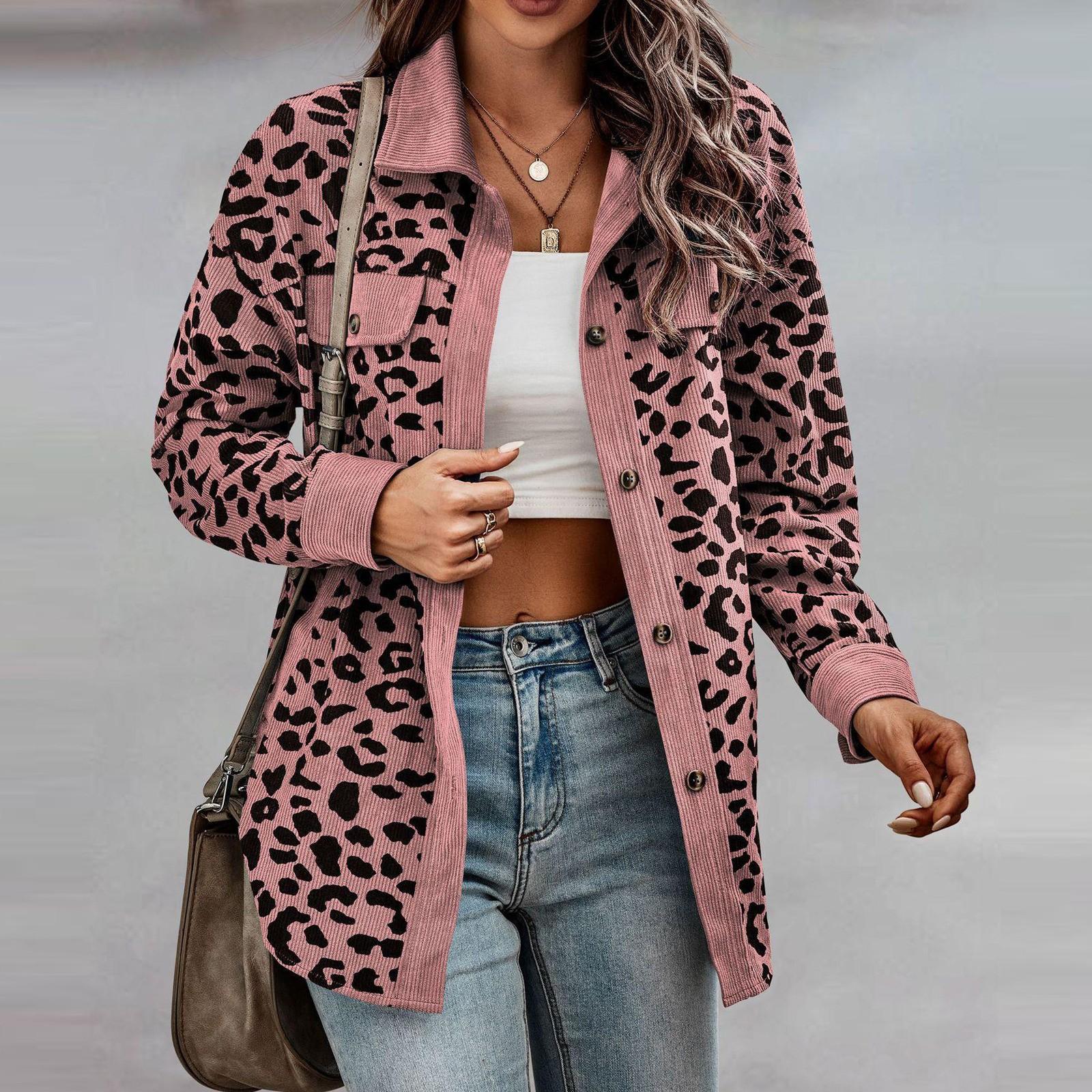 

Модное женское осенне-зимнее пальто на пуговицах с леопардовым принтом, повседневный свободный флисовый свитер, пальто XL розовый