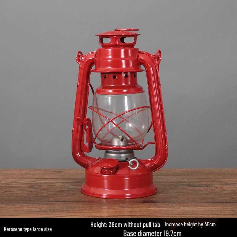 Vintage Wrought Iron Kerosene Hurricane Lamp - Nostalgic Camping Decor & Photography Prop