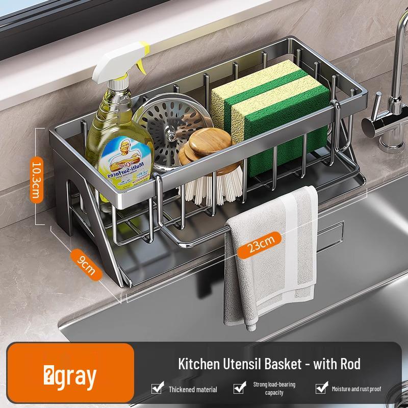 Sink Organizer: Dishcloth & Detergent Holder with Steel Wool Storage