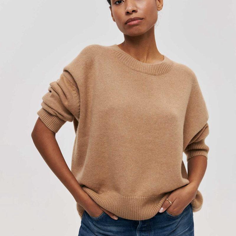 Maglione da donna autunno inverno collo alto a maniche lunghe tinta unita per top larghi da donna in maglia alla moda