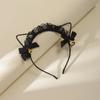 Korean-Style Cute Black Cat Ears Headband with Bell Bow for Christmas Party