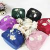 Satin Silk Hanfu Drawstrings Bag Mommy Bag Floral Bucket Bag Embroidery Flower Handbag  Shopping
