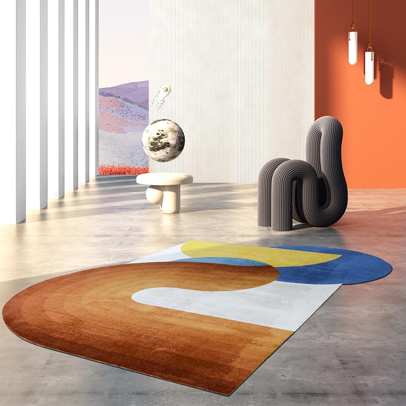 Light Luxury Carpets for Living Room Shaped Irregular Plush Floor Mat Nordic Bedroom Decor Striped Carpet Thicken Non-slip Rug