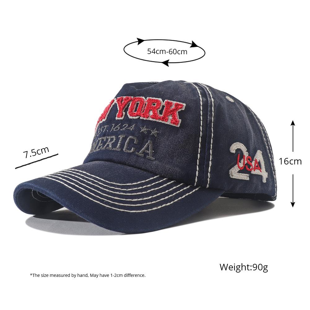 Vintage Washed Cotton Baseball Cap Men Women New York Embroidered 5 Panel Duckbill Hat Fashion Spring Summer Sunscreen Caps