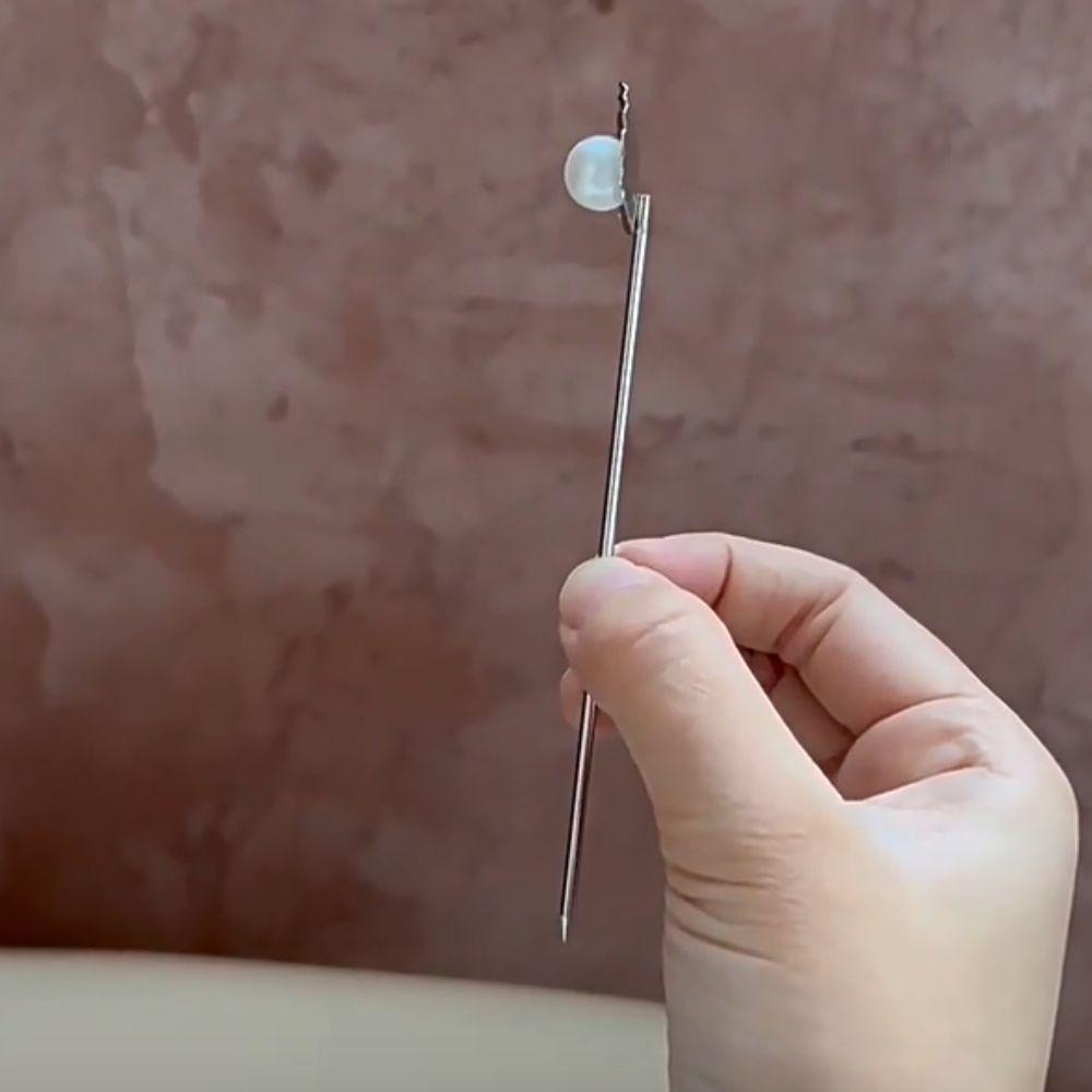 4Pcs Multifunctional Shell Pearl Design Fruit Stick 304 Stainless Steel Reusable Cocktail Pick Rust-proof Wine Needle Party