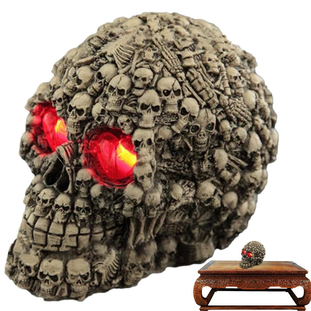 Halloween Skull Statue Human Bones Skull Models Realistic Faux Human Anatomy Table Top Skeleton Heads for Home Decors