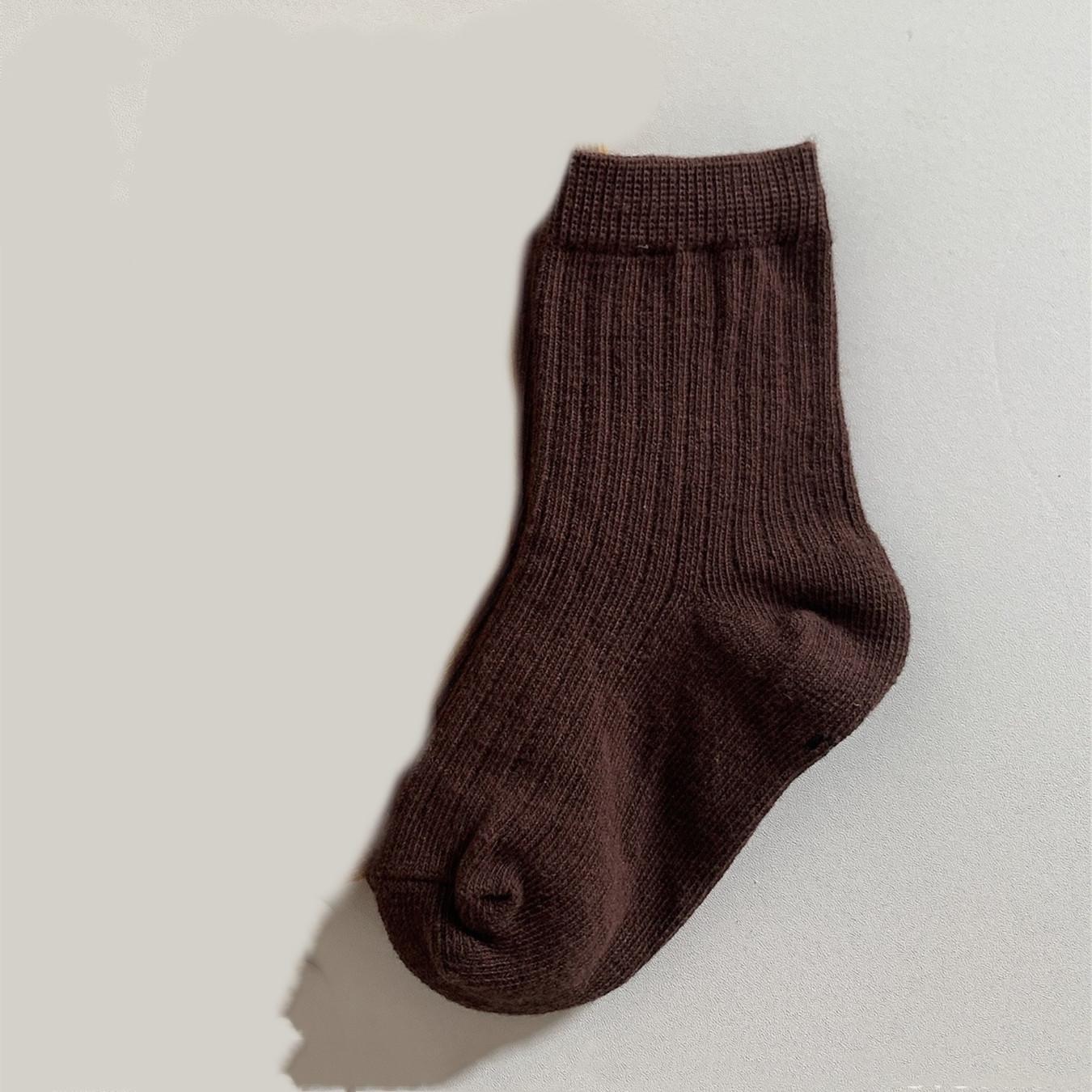 

1 пара простых детских носков с молоком и кофе, однотонные серии носков до середины икры для маленьких мальчиков и девочек, весенне-осенние хлопковые тонкие школьные носки M