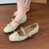 Fashion New Double Bowknot Mary Jane Shoe Women Square Toe Glossy Leather Flats Female Dance Ballets Party Wedding Shoe