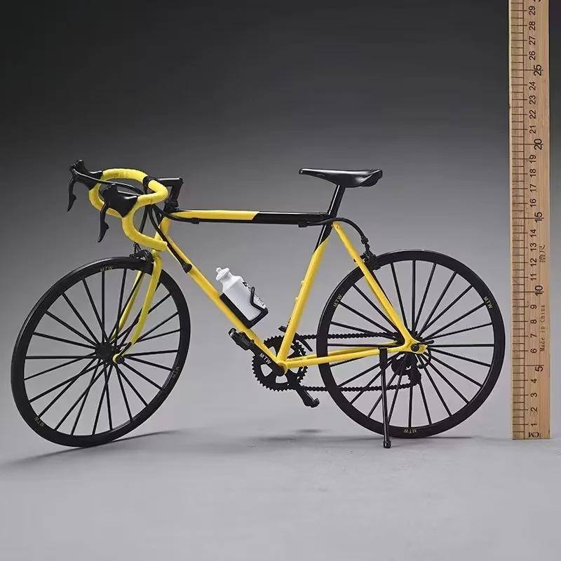 Modelo de bicicleta amarela rosa simulação coleção brinquedos presentes