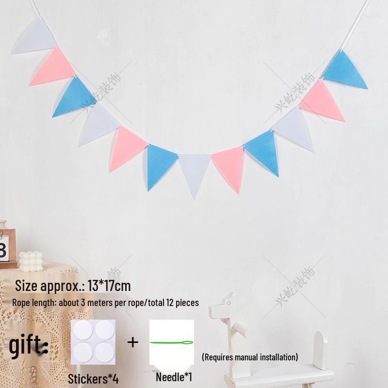 Yellow-Green Felt Pennant Bunting for Kids' Birthday or Kindergarten Decor