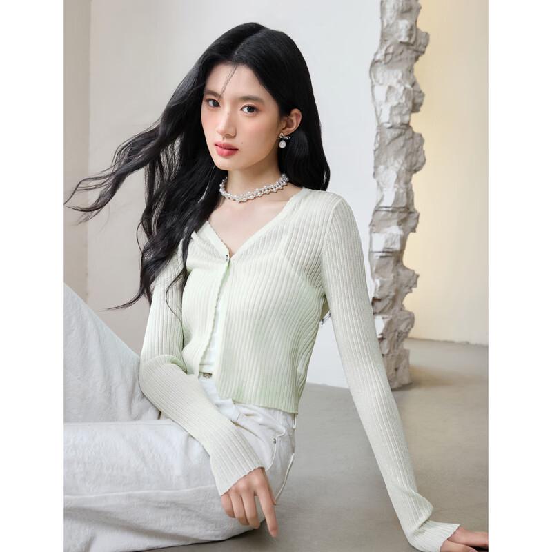 Women s Simple V-neck Knit Cardigan L