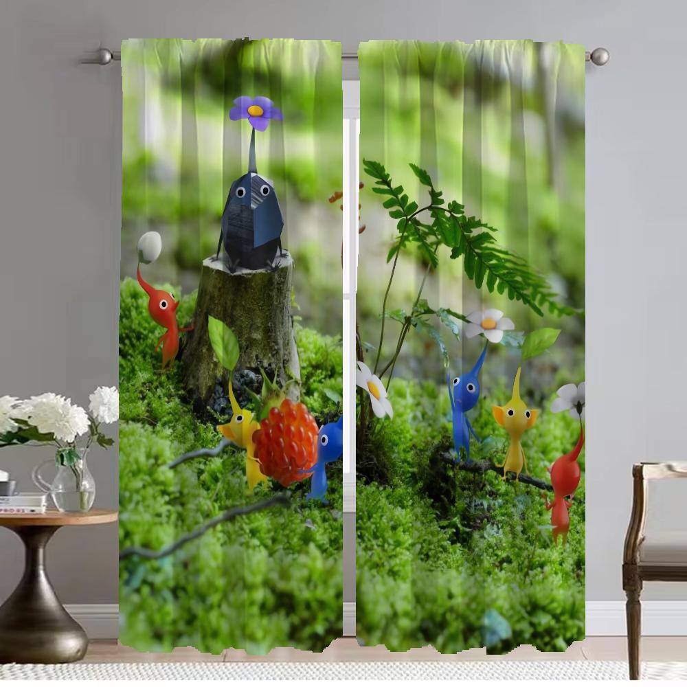 PIKMINS Zasłona Dzieląca Okno do Pokoju 2 Panele Zasłony Antykomarowe 2 Sztuki Rolety Dekoracja Halloween Tiul do Sypialni