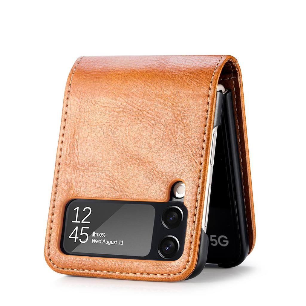 Folding Leather Bag Case for Samsung Galaxy Z Flip4 5G Flip3 Flip 4 3 Flip5 Flip6 Flip2 Flip 5 6 2 Card Slot Phone Accessories