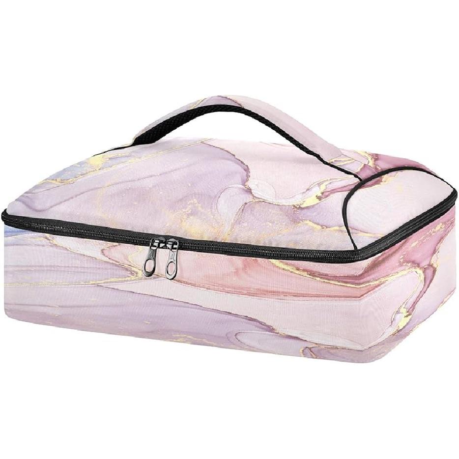 Kcldeci Изолированная сумка-переноска для кастрюли Сердца и цветы Сумка-переноска для кастрюли для горячей или холодной еды A02