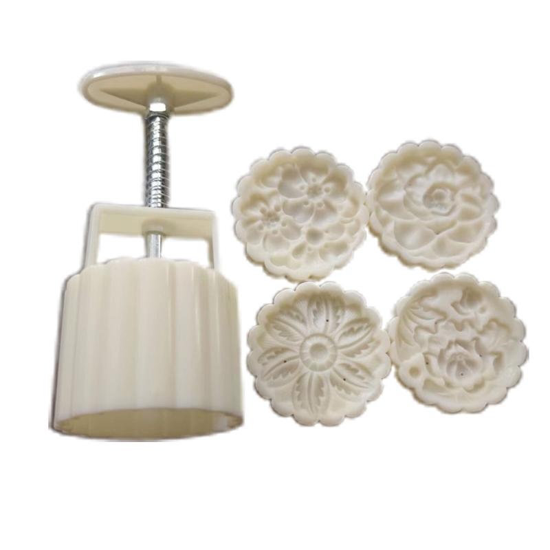 5-style Mung Bean Cake Mold Flower Midautumn Moon Cake Mold Set Hand Pressed Cookie Dessert Diy Pastry Baking Tool