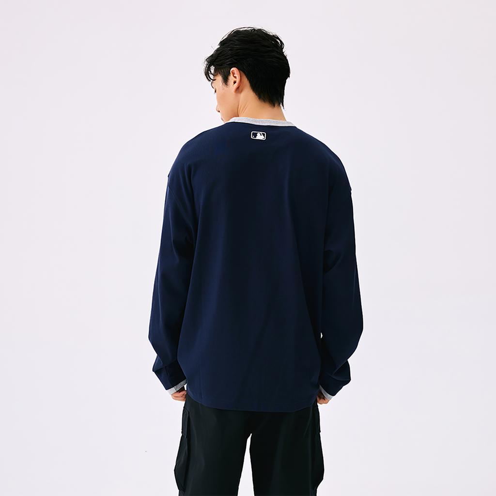 MLB Boston Red Sox FW25 Fashion Trend Loose Casual Comfortable Color Block Logo Pattern Crew Neck Long Sleeve T-Shirt Unisex Tops 3ATSV2054-43NYS