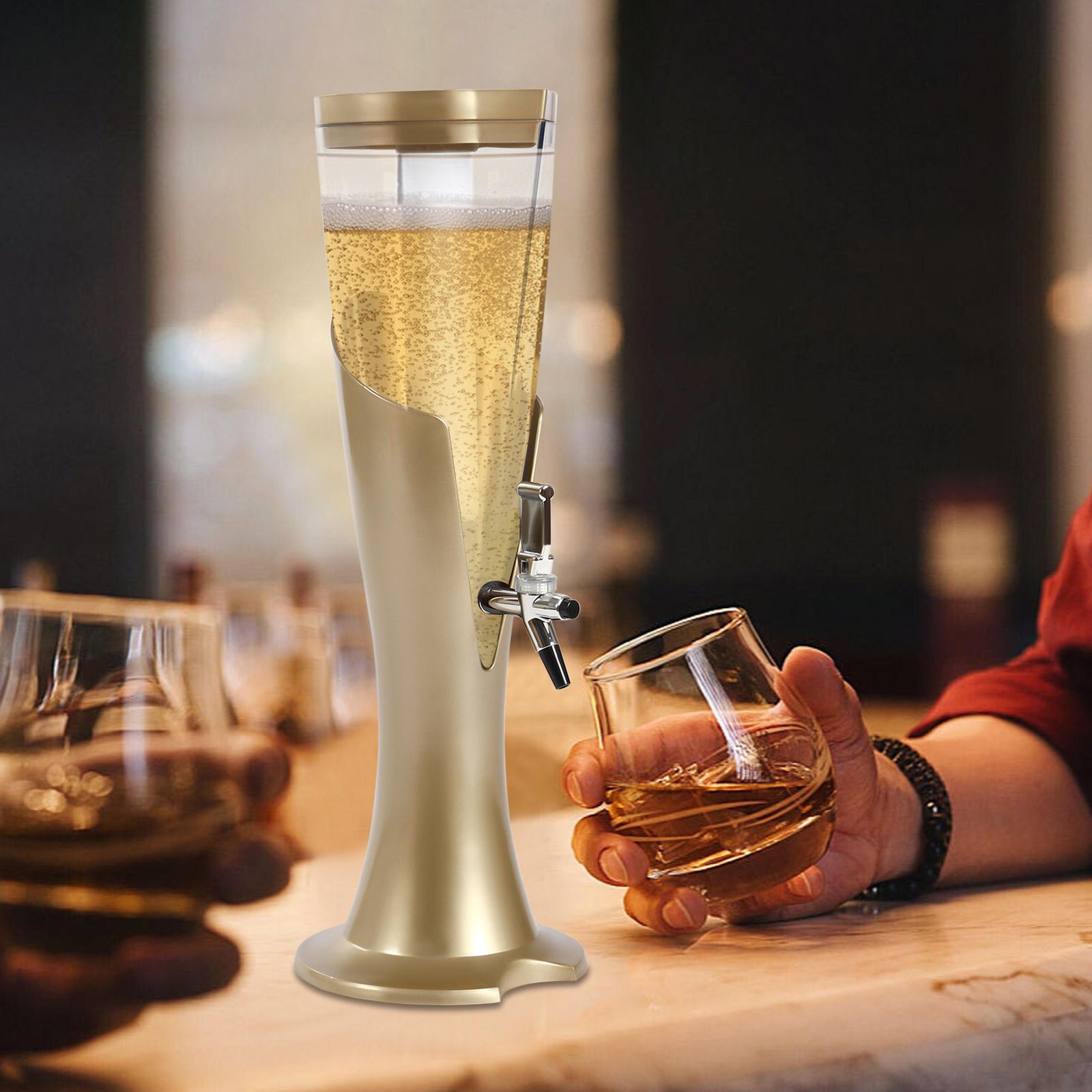 

3 л Пивная башня Диспенсер для напитков, Диспенсер для мимозы с съемной замораживаемой ледяной трубкой - Сохраняет напитки холодными, Идеально подходит для вечеринок золотой