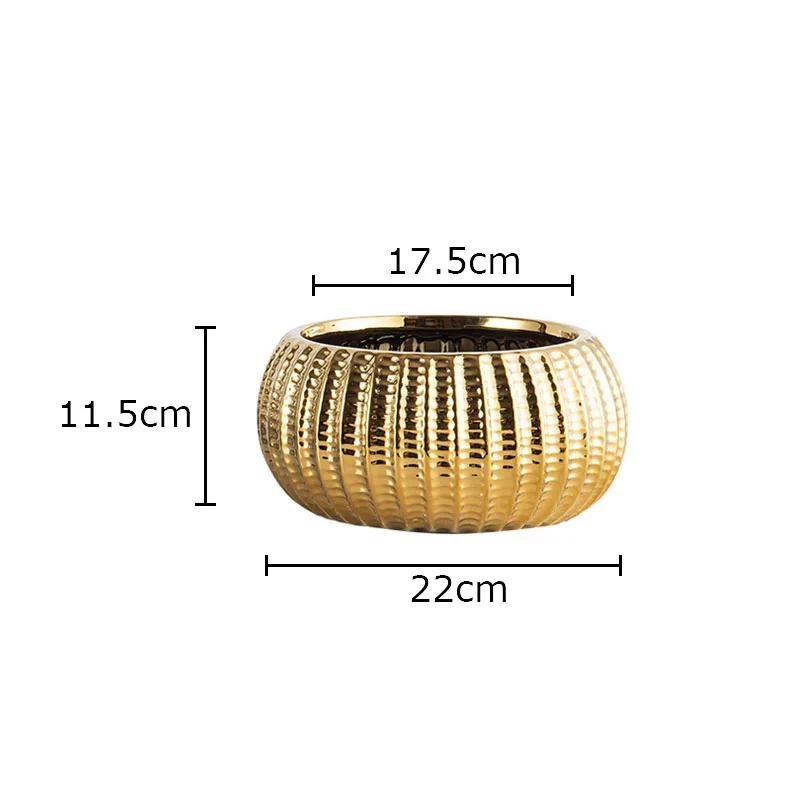 Creative Golden/Silver Plated Ceramic Flower Pots Vase Desk Decoration Artificial Flower Decorative Floral Arrangement Vases