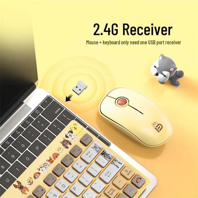 Fude Cartoon Wireless Keyboard and Mouse Combo