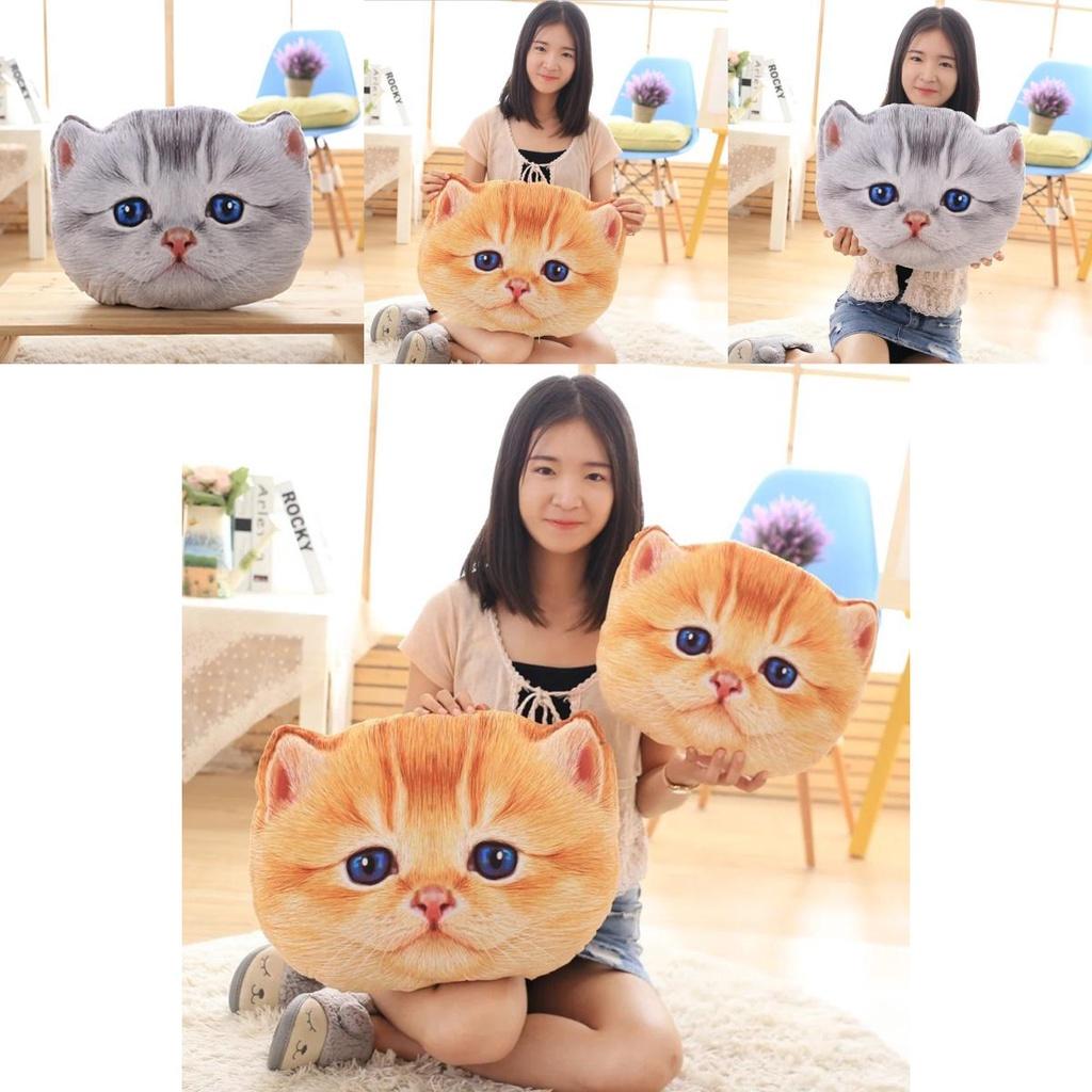 Cute And Creative 3d Cat Head Cushion Soft Plush Alien Cat Pillow Gift