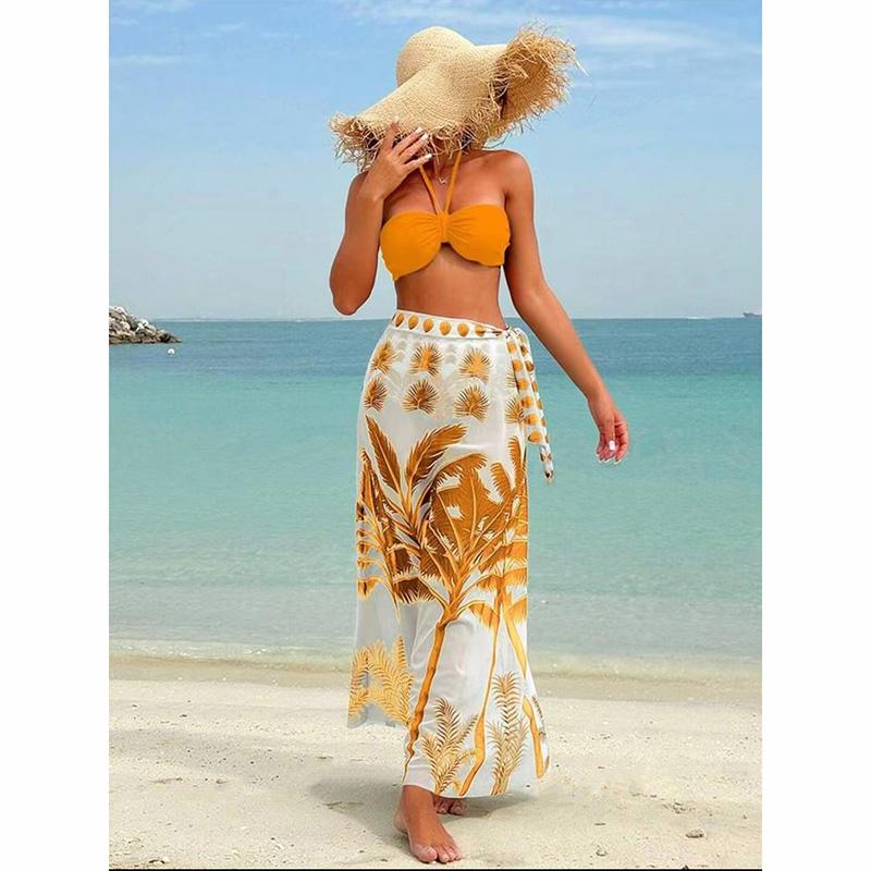 Bikini Sets 3-teilig Sexy Badeanzüge Cover Up Damen Urlaubsbademode Hochgeschnittenes Bademädchen Strandbekleidung