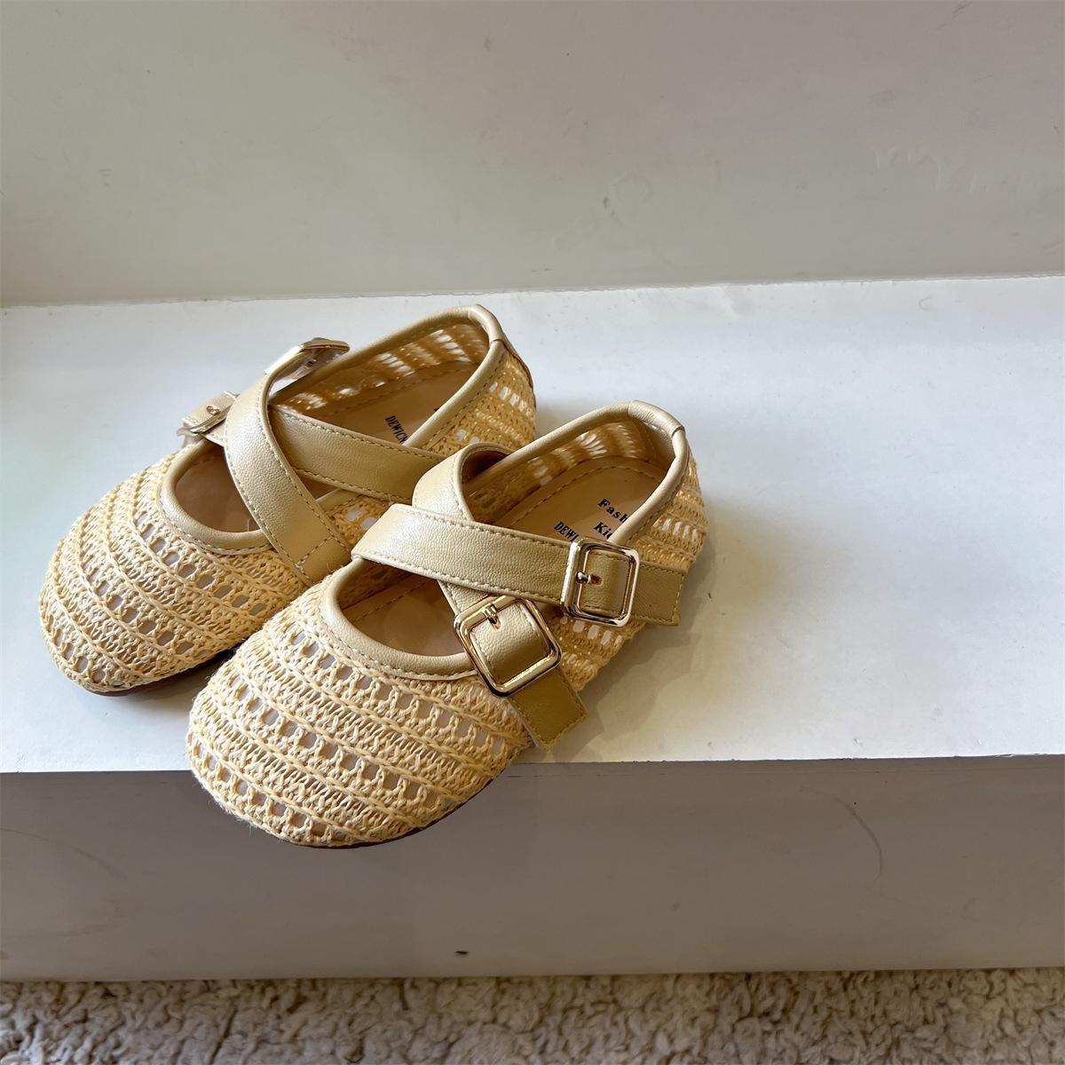

Classmate children woven children s small leather shoes girls Roman princess shoes breathable baby shoes 22 жёлтый