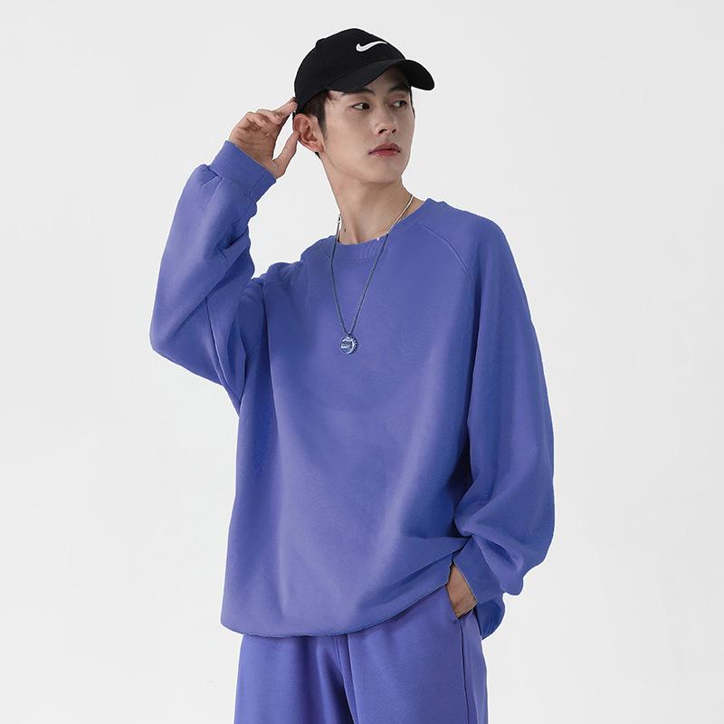 Crew Neck Pullover Sweater Autumn Men's and Women's Shoulder Sleeves Solid Color Versatile Jacket Sweater