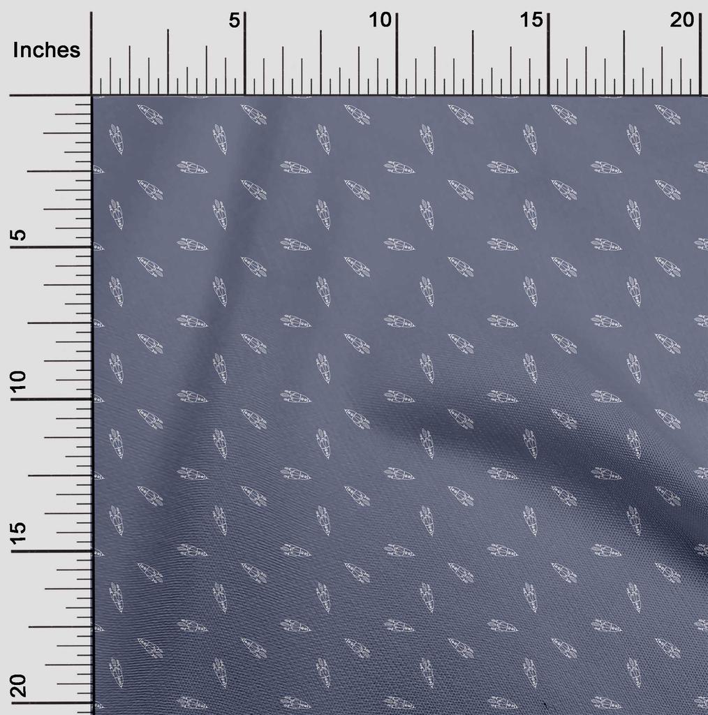 oneOone Cotton Flex Dusty Blue Fabric Retro Rocket Minimal Fabric For Sewing Printed Craft Fabric By The Yard 40 Inch