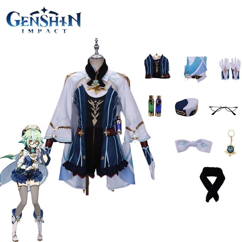 Genshin Impact Sucrose Cosplay Costume Hat Fancy Dresses Halloween Outfits