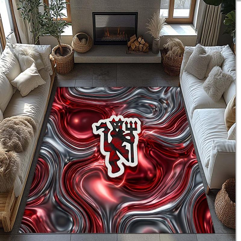 Tappeto in Flanella Stampato Manchester United Antiscivolo Morbido Poliestere Tappeto per Pavimento Tappetino Decorativo per Interni per Camera da Letto Soggiorno Divano